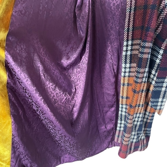 DIVINE HERITAGE *Rare* Plaid and Yellow Velvet Cloak Trench Peacoat - Picture 5 of 11